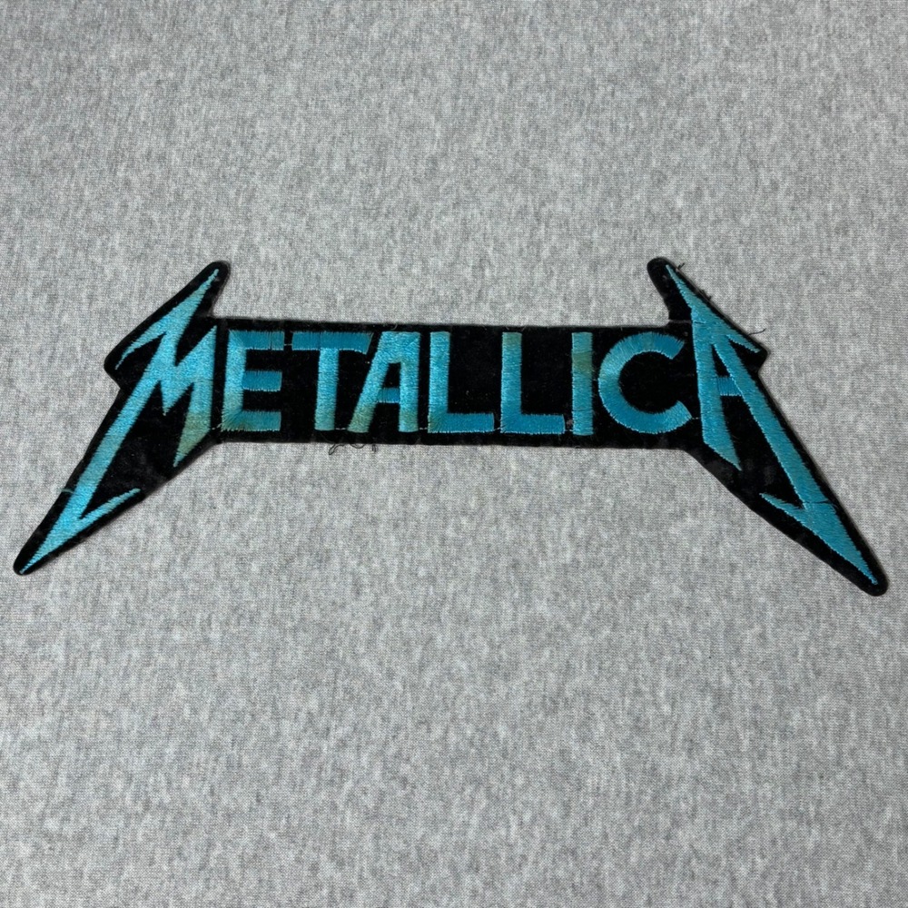 Metallica Patch 11" Teal Blue Black Embroidered Heavy Metal Rock Distressed